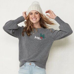 LC Lauren Conrad Women's Sweater KISS Me Ugly Christmas Sweater Gray NWT 2XL